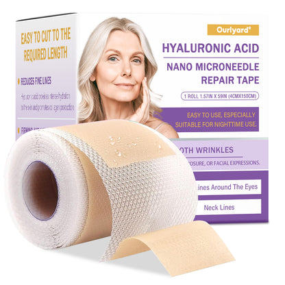 ✅Official Store | Ourlyard® Hyaluronic Acid Nano Microneedle Repair Tape 🧑‍⚕️✴️(Repairs wrinkles, fine lines, skin laxity, etc., suitable for multiple areas such as the face, hands, abdomen, legs – 1.6 inch x 59 inch roll)
