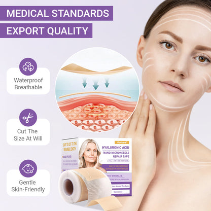 ✅Official Store | Ourlyard® Hyaluronic Acid Nano Microneedle Repair Tape ❤️(Repairs wrinkles, fine lines, skin laxity, etc., suitable for multiple areas such as the face, hands, abdomen, legs – 1.6 inch x 59 inch roll)