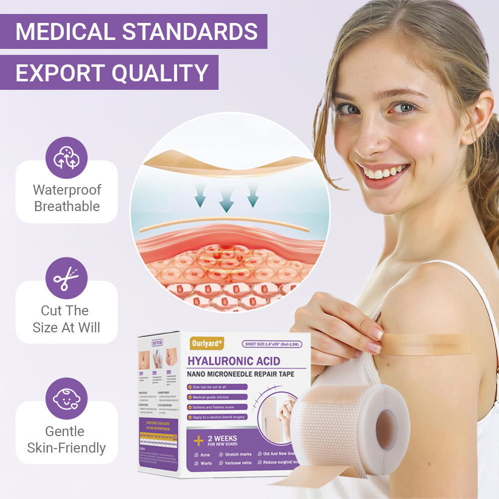 ✅Official Store |Ourlyard® Hyaluronic Acid Nano Microneedle Repair Tape❤️(Treatment of old and new scars, reduction of surgical scars, stretch marks, keloids, acne, burns, warts, dermatomes and varicose veins)