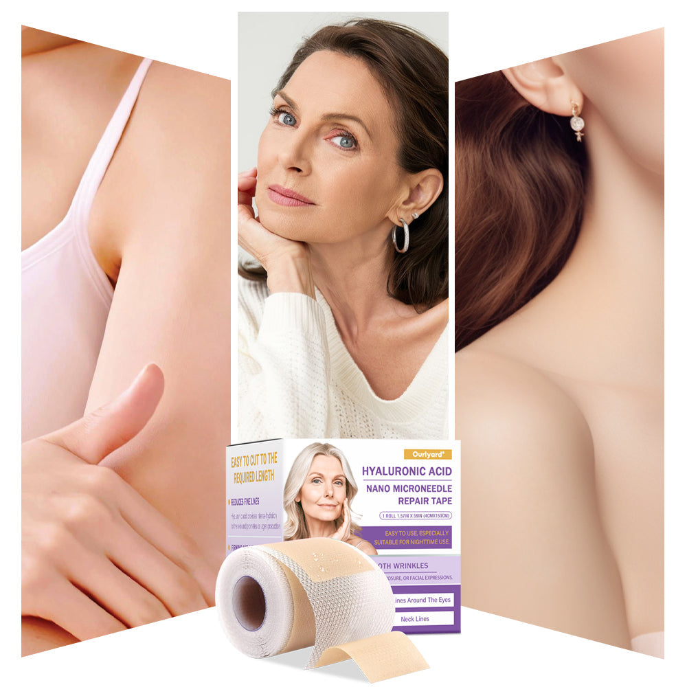 ✅Official Store | Ourlyard® Hyaluronic Acid Nano Microneedle Repair Tape ❤️(Repairs wrinkles, fine lines, skin laxity, etc., suitable for multiple areas such as the face, hands, abdomen, legs – 1.6 inch x 59 inch roll)