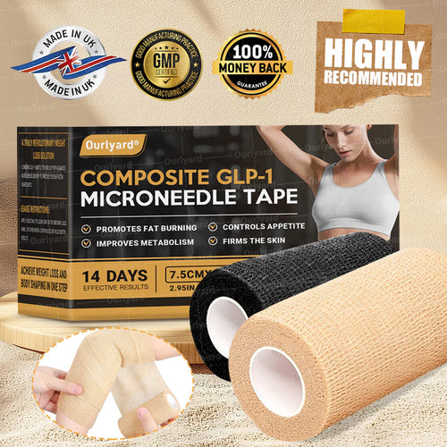 Patented & Made in UK | 🌰Ourlyard® Composite GLP-1 Microneedle Tape for Fat Burning & Contouring, for Abdomen, Legs, Arms & Buttocks (3"x 177" Roll-4.5M)