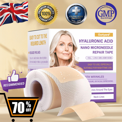 ✅Official Store | Ourlyard® Hyaluronic Acid Nano Microneedle Repair Tape ❤️(Repairs wrinkles, fine lines, skin laxity, etc., suitable for multiple areas such as the face, hands, abdomen, legs – 1.6 inch x 59 inch roll)